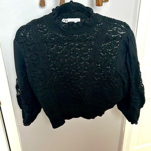 Zara lace sweater crop top